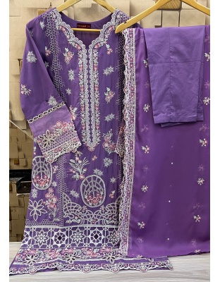 BIN SAEED V.3 LUXURY EMBROIDERED LAWN WITH EMB DUPATTA 3PC COLLECTION- silky purple