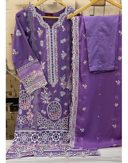 BIN SAEED V.3 LUXURY EMBROIDERED LAWN WITH EMB DUPATTA 3PC COLLECTION- silky purple