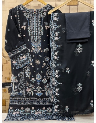 BIN SAEED V.3 LUXURY EMBROIDERED LAWN WITH EMB DUPATTA 3PC COLLECTION - Black