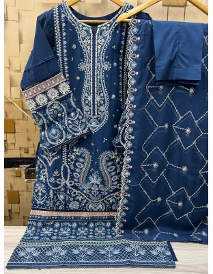 BIN SAEED V.3 LUXURY EMBROIDERED LAWN WITH EMB DUPATTA 3PC COLLECTION - Blue