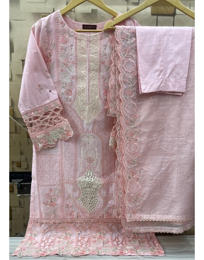 BIN SAEED V.3 LUXURY EMBROIDERED LAWN WITH EMB DUPATTA 3PC COLLECTION - Pink